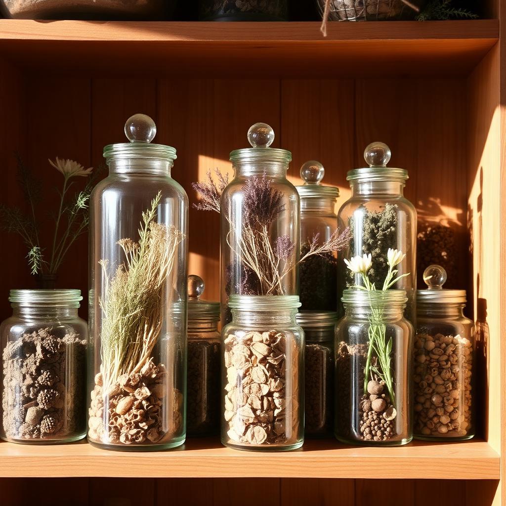 Tarros de plantas medicinales